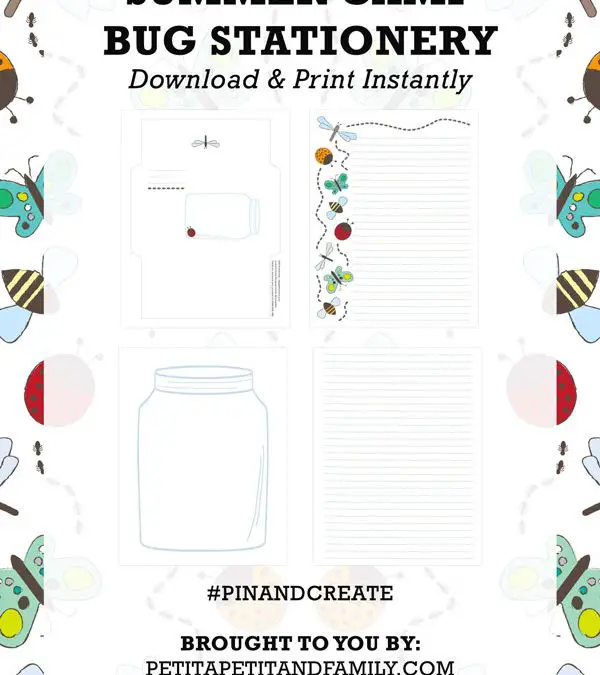 Printable Bug Stationery on the Petit a Petit Blog