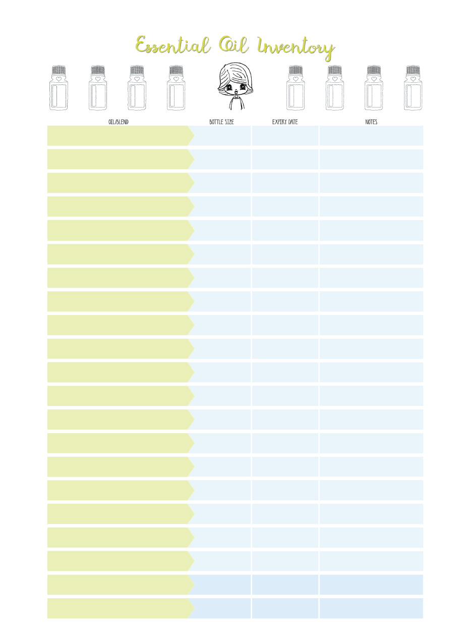 Free Printable Essential Oil Inventory List Tortagialla