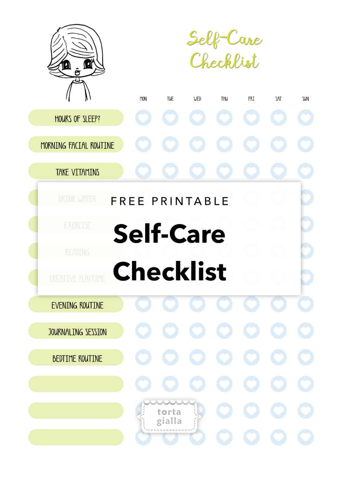Free Printable SelfCare Checklist tortagialla