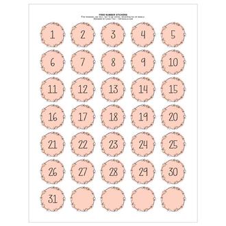 printable numbers pretty pink wreath style tortagialla