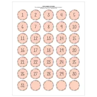 printable numbers pretty pink wreath style tortagialla