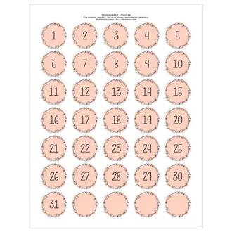printable numbers pretty pink wreath style tortagialla