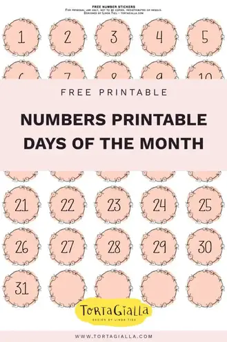 printable numbers pretty pink wreath style tortagialla