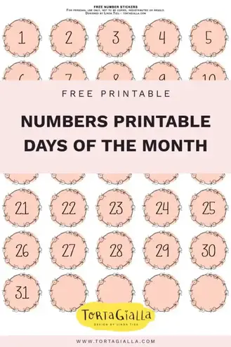 printable numbers pretty pink wreath style tortagialla