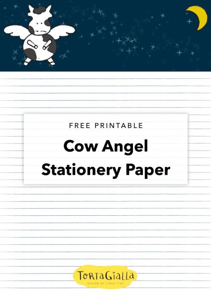 Cow Angel Stationery Paper - Free Printable