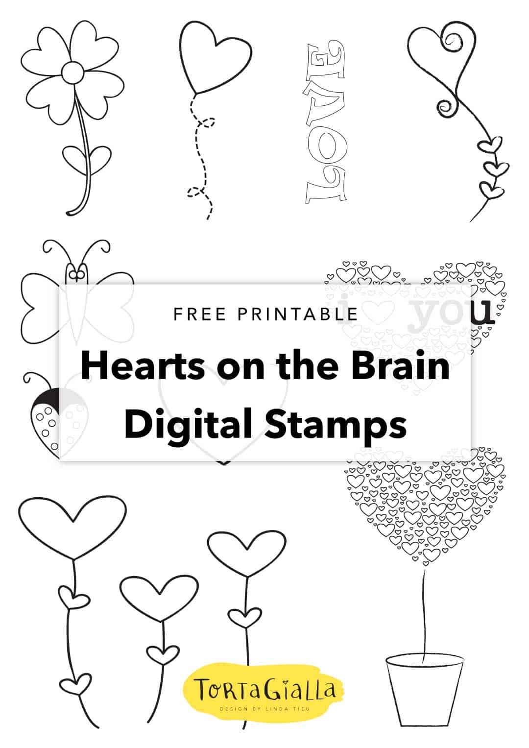 Free printable Love Clipart // Hearts on the Brain digital stamps