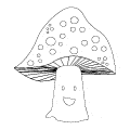 happy mushroom drawing outline