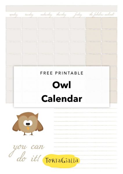 free printable owl calendar