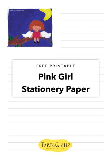 free printable pink girl stationery paper