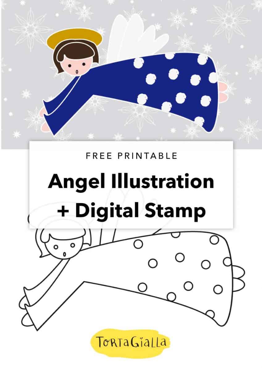 free printable angel illustration digital stamp