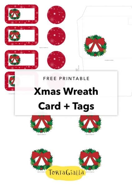 free printable xmas wreath card and tags