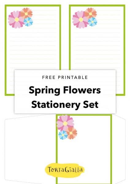 free printable spring flowers stationery set