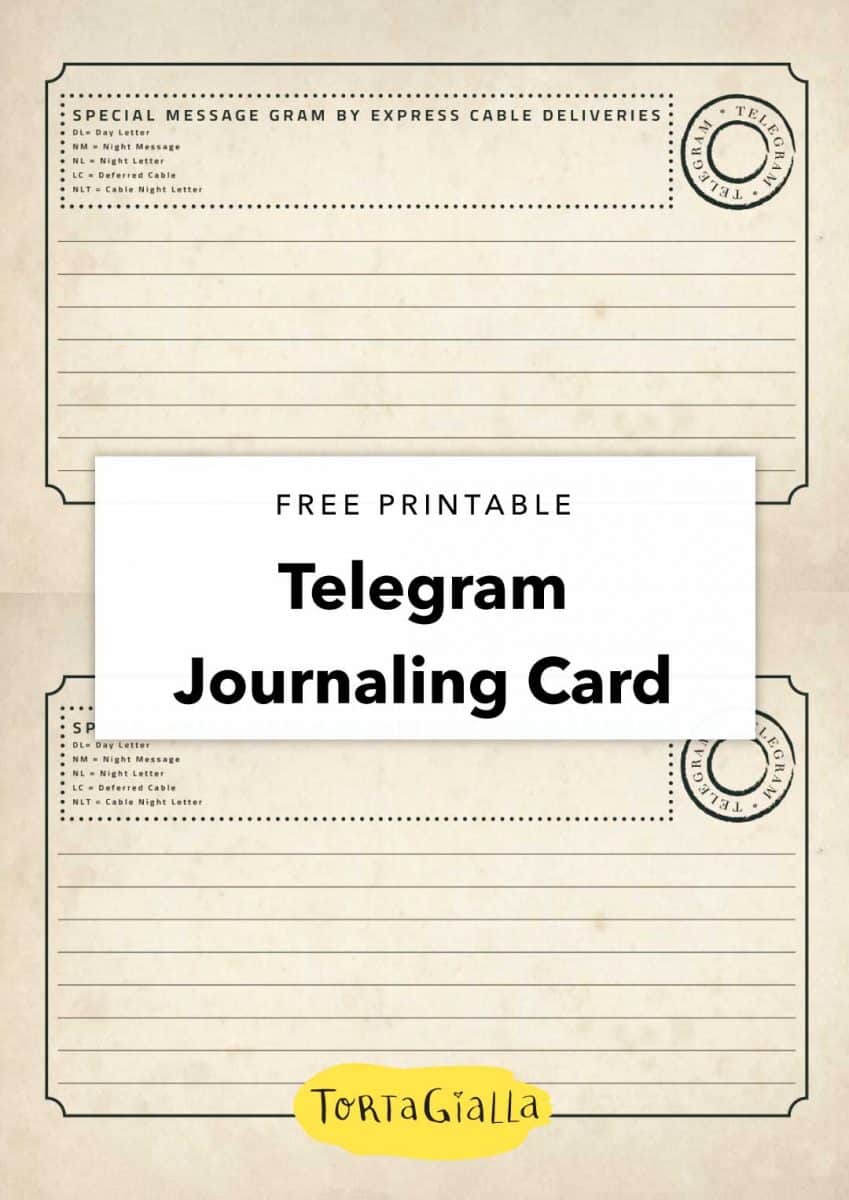free printable telegram journaling card