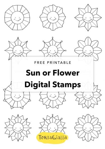 free printable sun or flowers digital stamp