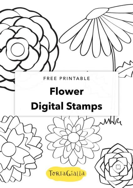free printable flower digital stamps