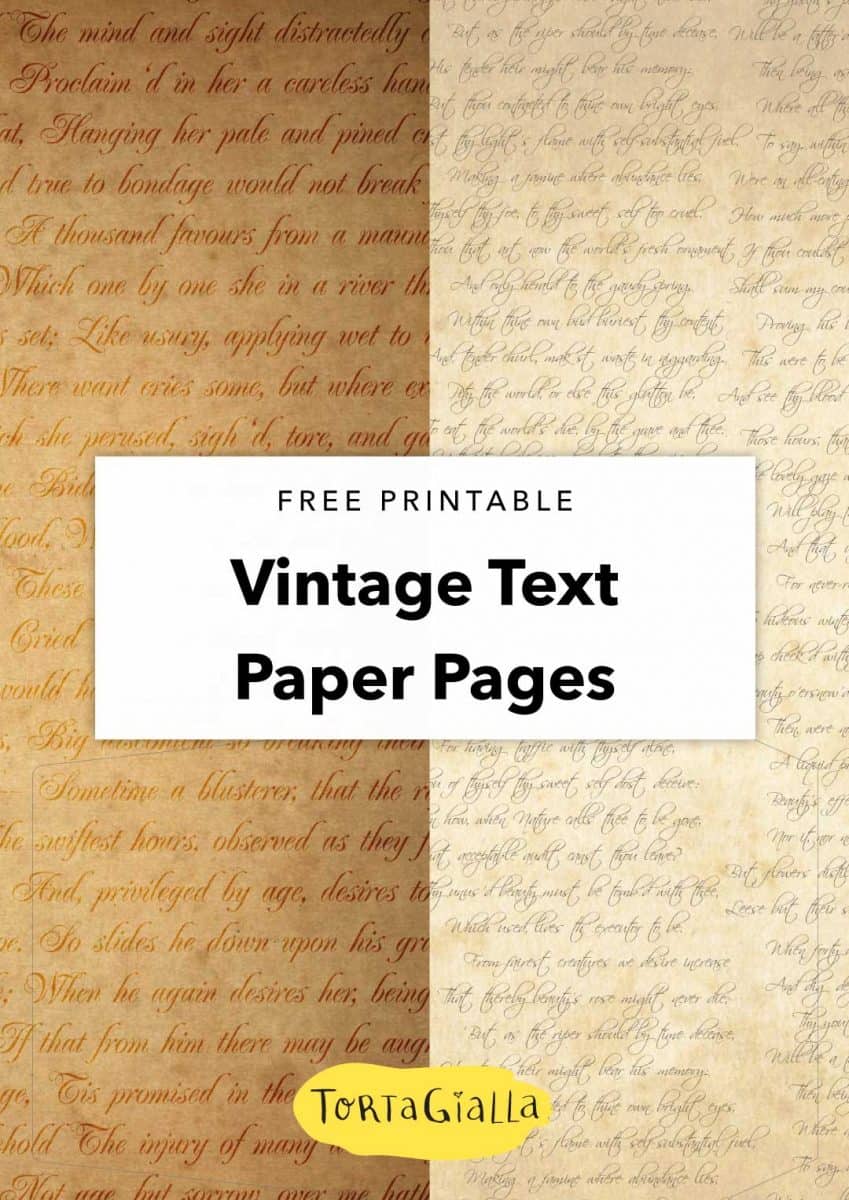 free printable vintage text paper pages