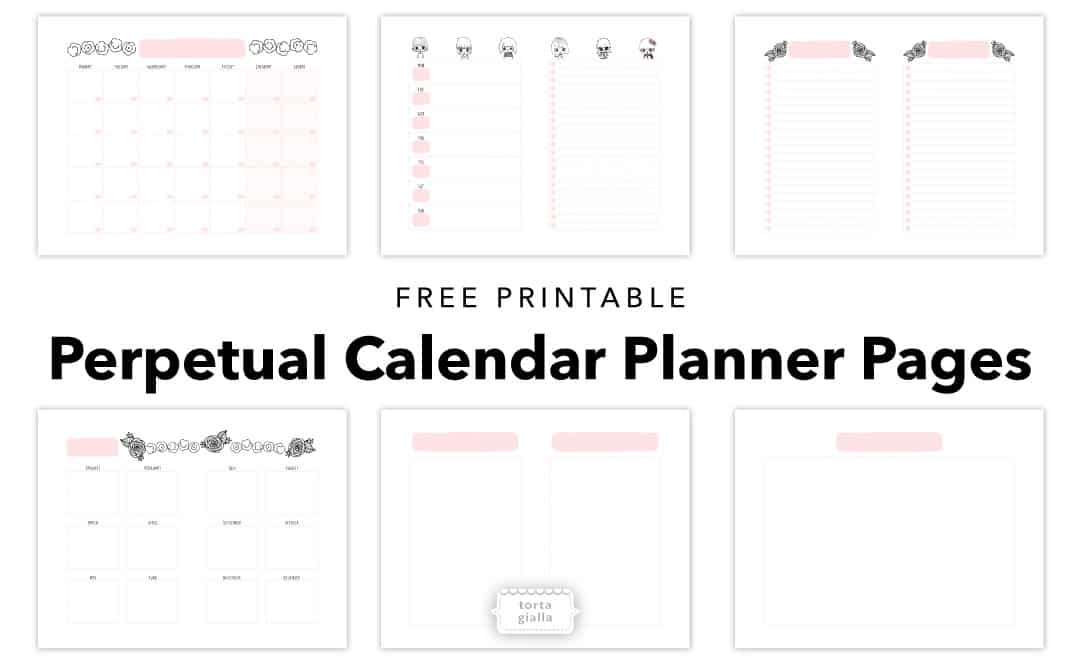 free printable perpetual calendar planner pages