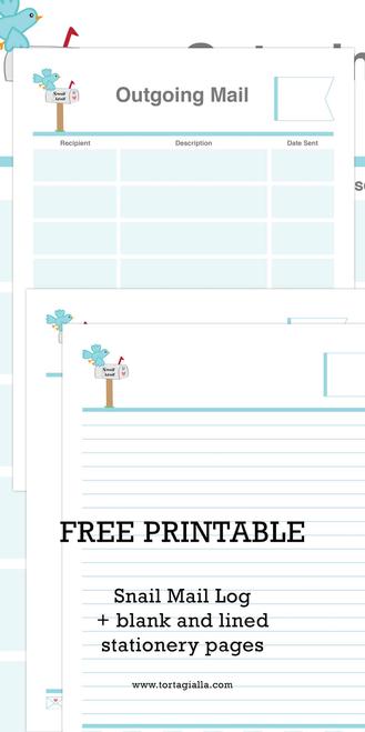 Keep Track of Snail Mail with a Printable Letterwriting Log - tortagialla