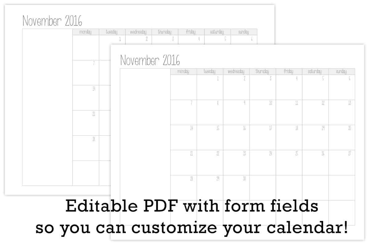 make monthly calendar printable