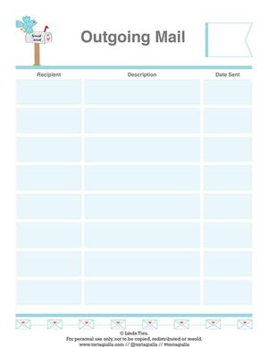 Keep Track of Snail Mail with a Printable Letterwriting Log - tortagialla