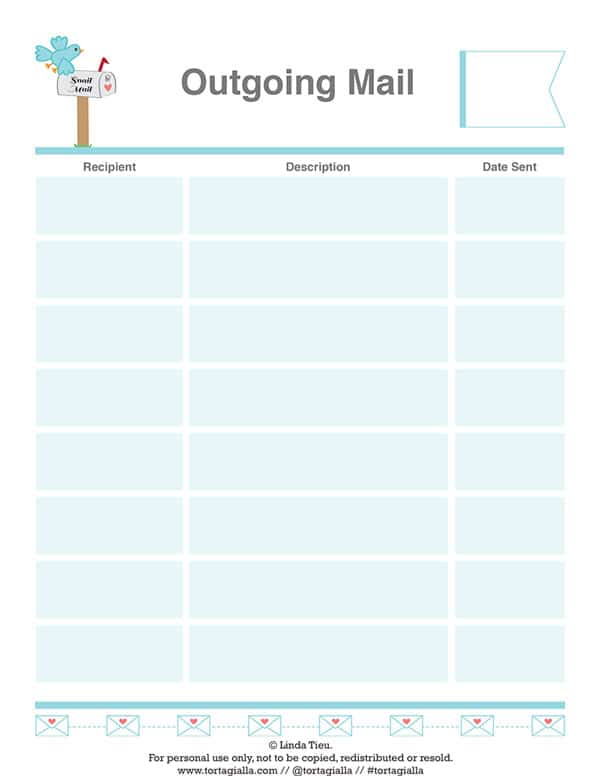 Outgoing Mail Log PDF Form Tortagialla