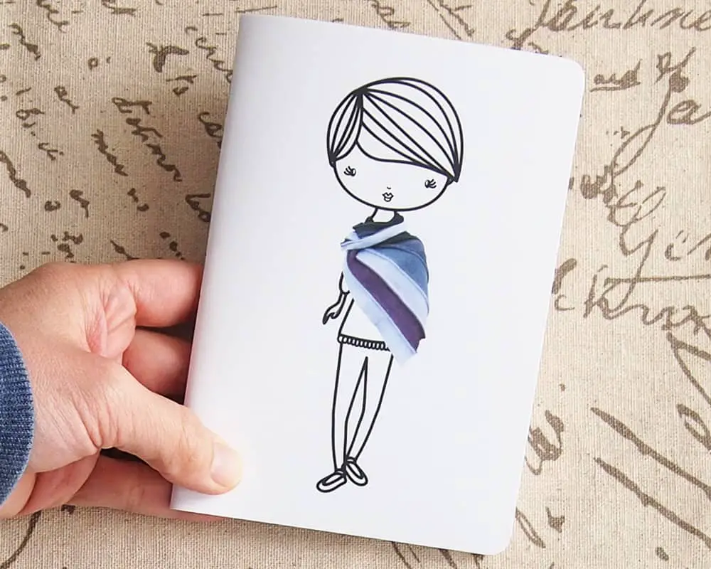 Crochet shawl lady illustration pocket notebook