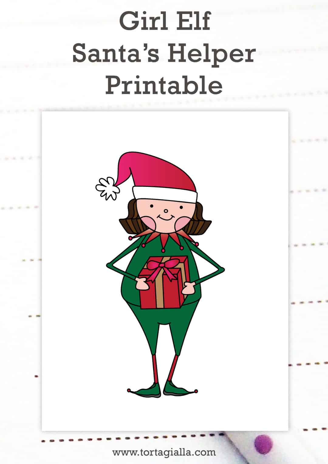Free Girl Elf Santa's Helper Printable on tortagialla.com