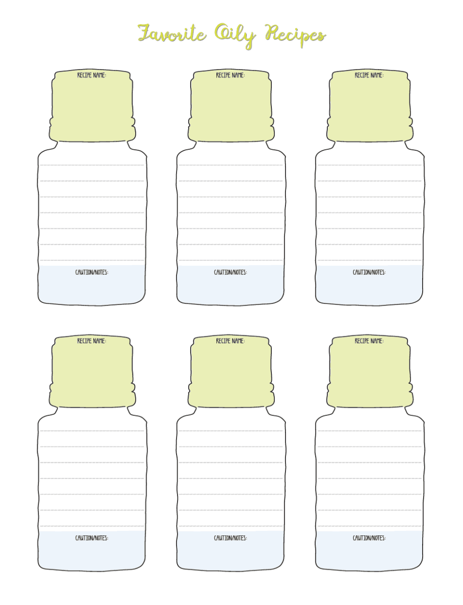 Free Printable - Essential Oil Recipe Pages - tortagialla