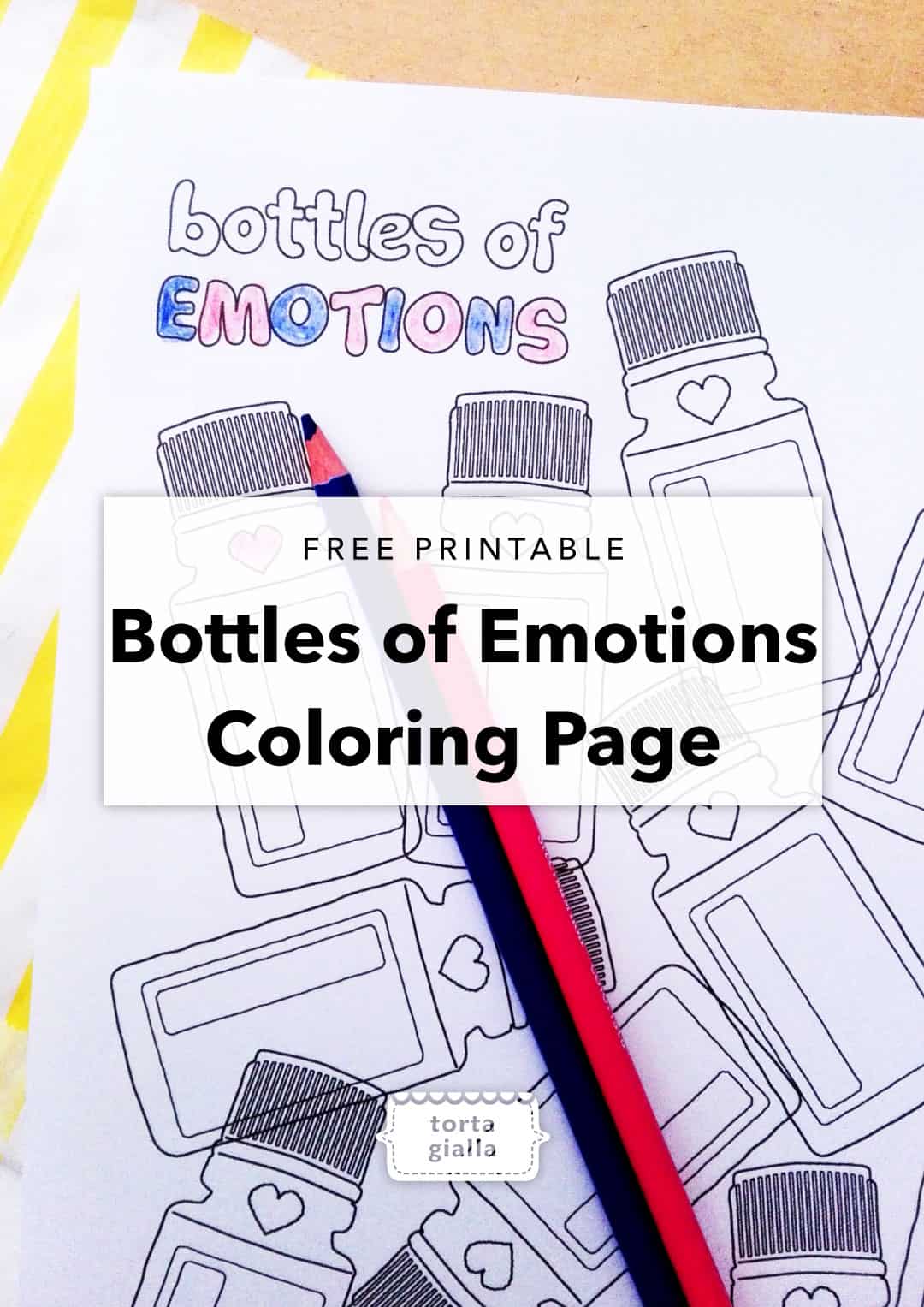 bottles of emotions coloring page // free printable