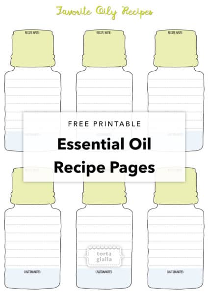 Free Printable - Essential Oil Recipe Pages - tortagialla