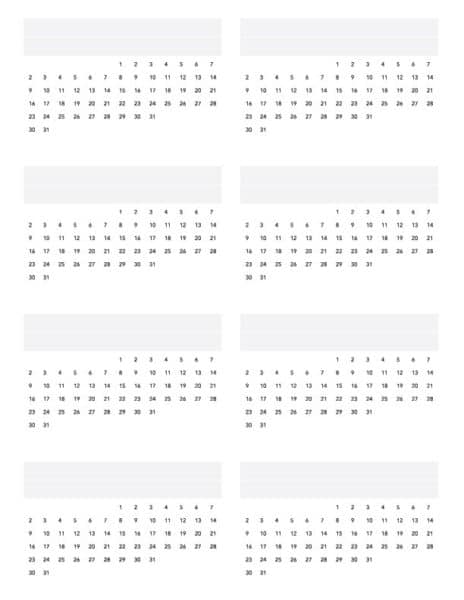 Printable Perpetual Monthly Calendar