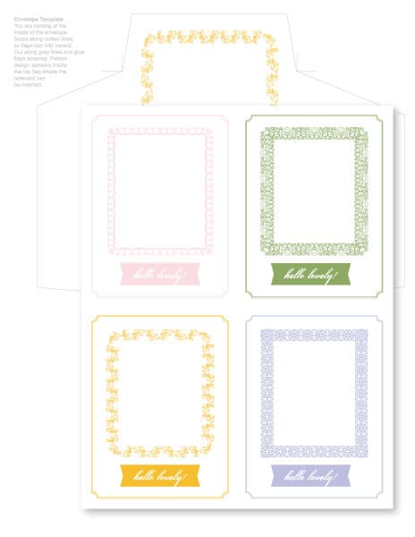 free hello lovely printable notecards and envelopes