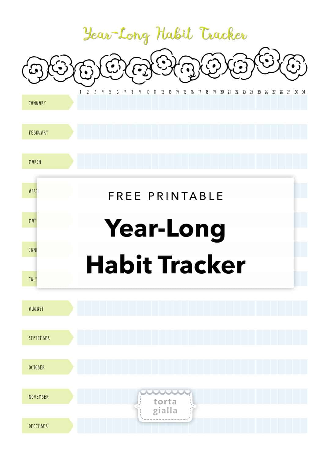 Year-long Habit Tracker - Free Printable