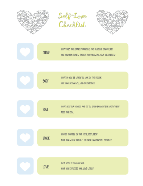 self love checklist printable