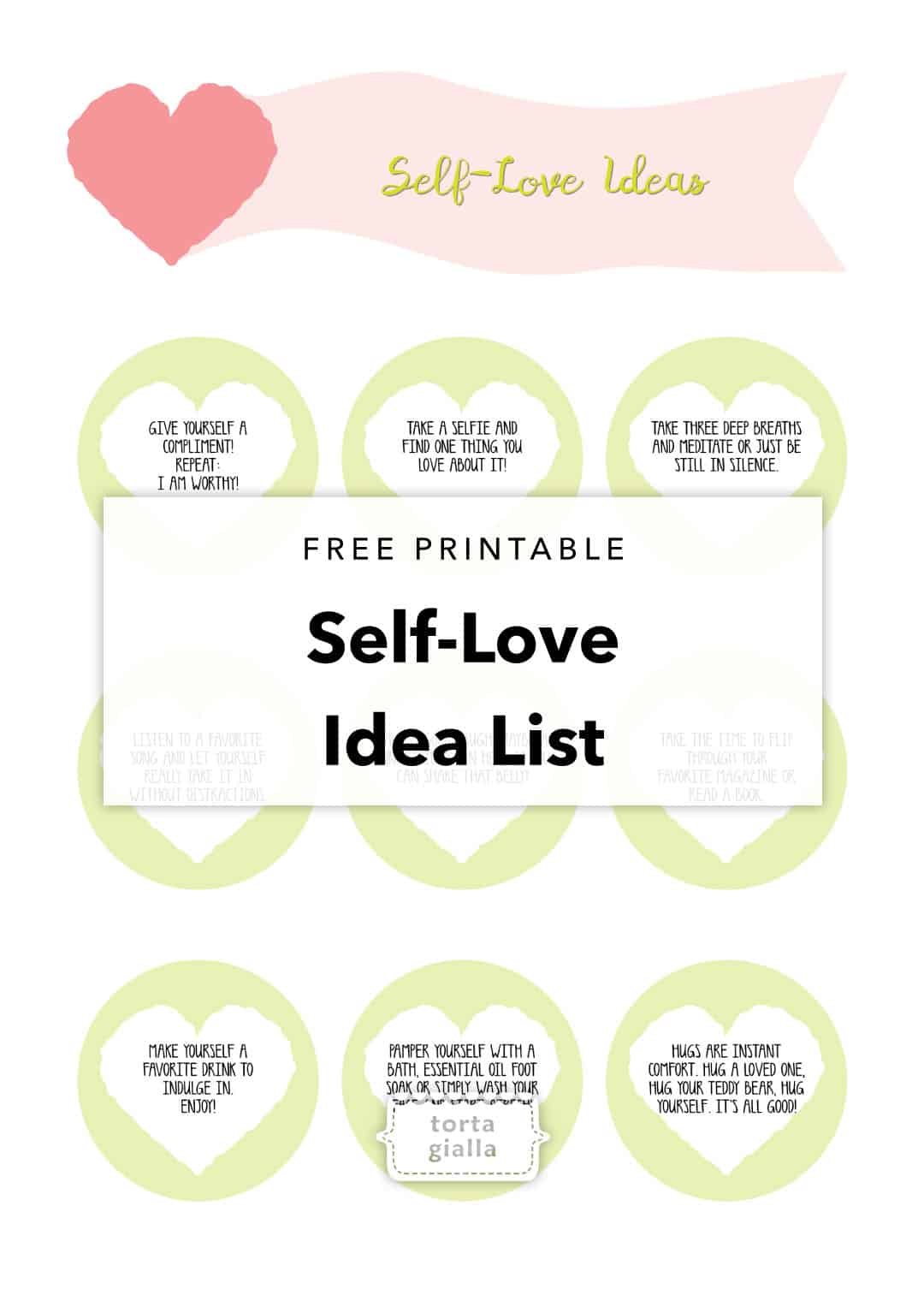 self love idea list printable