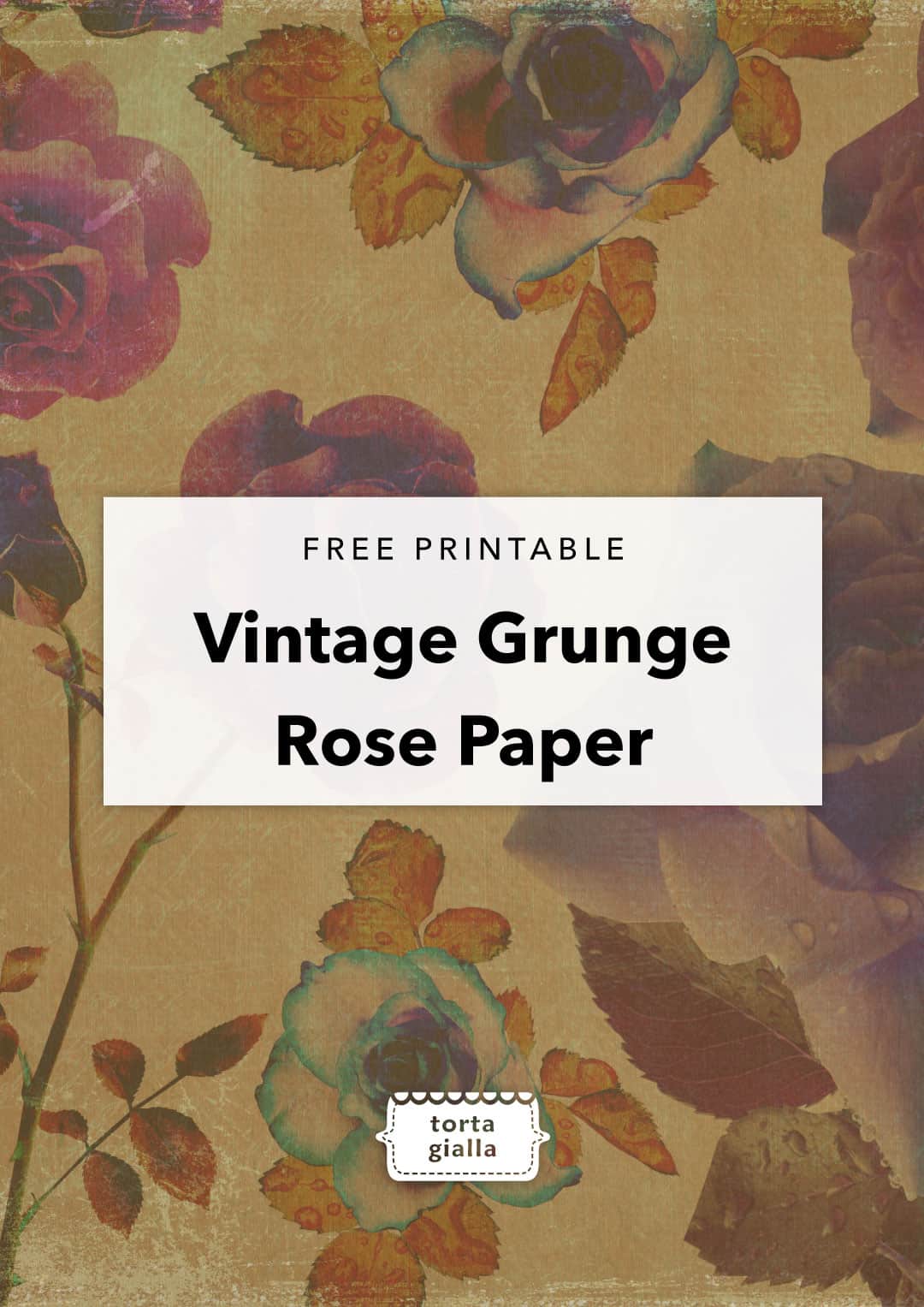 free printable vintage grunge rose paper