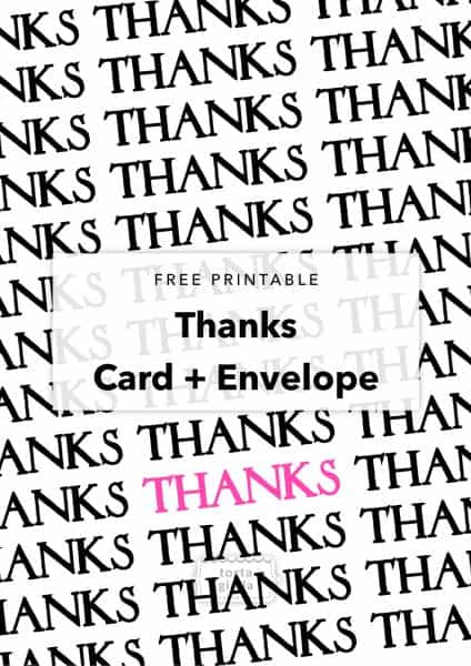 free printable thanks card and envelope