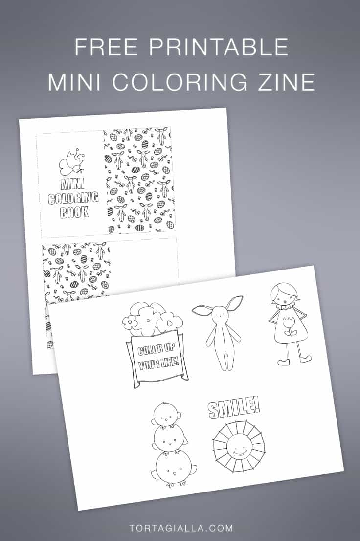Download this free printable mini coloring zine and watch how to put it together for a fun crafting session with the kids - DIY on tortagialla.com