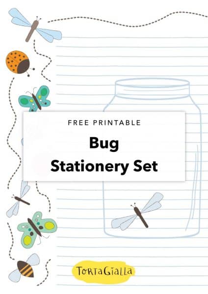 free printable bug stationery set