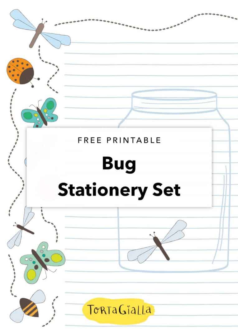 free printable bug stationery set