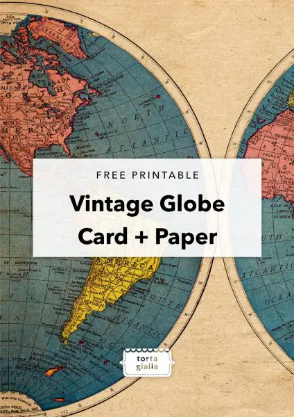 free printable vintage globe card and paper
