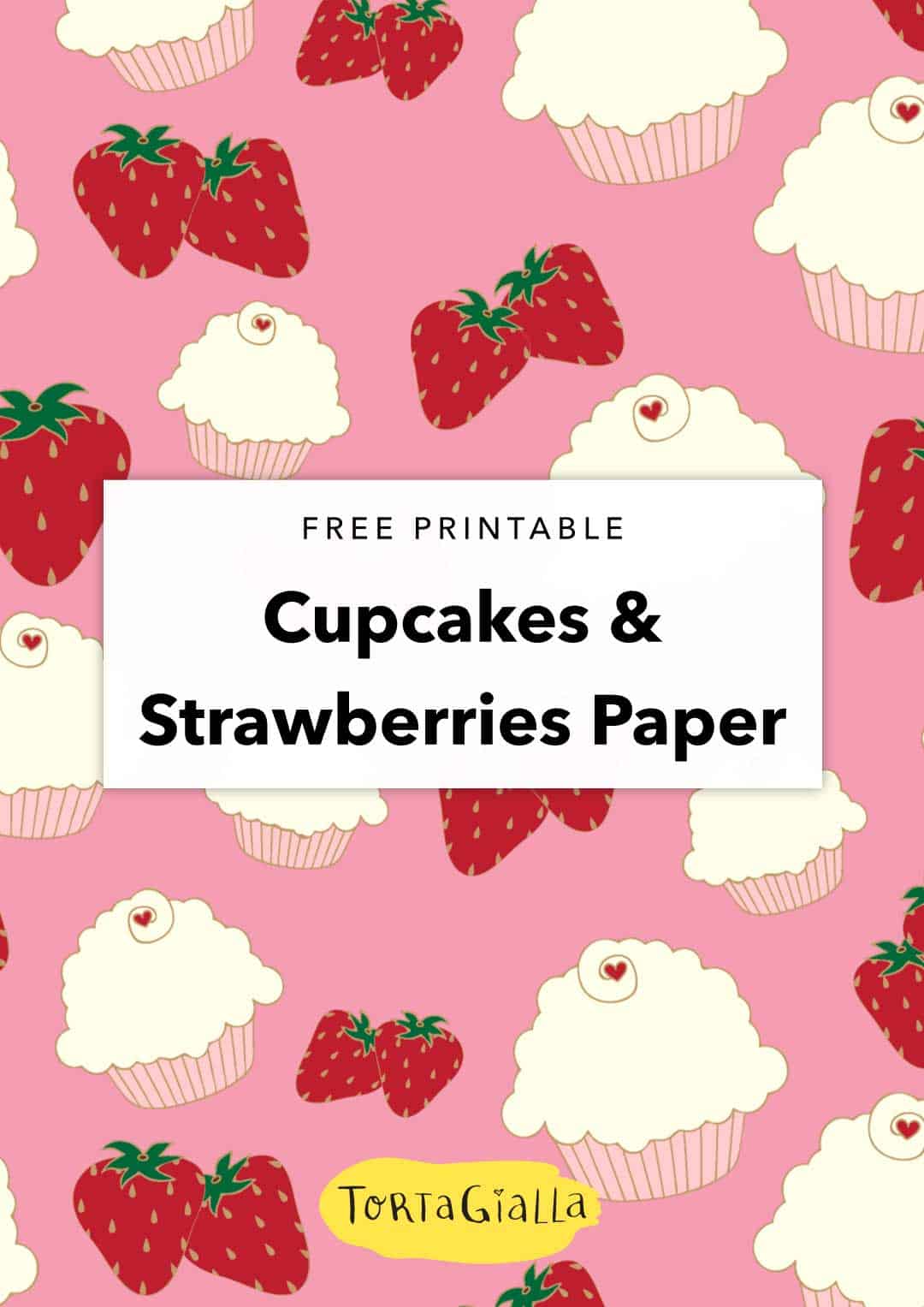 Looking for sweet and pink scrapbooking paper? Download this free pink digital paper featuring cute strawberries and cupcakes.