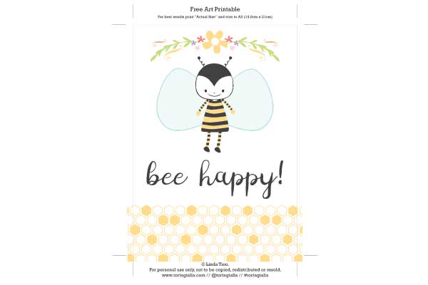 Free printable: bee happy! art print