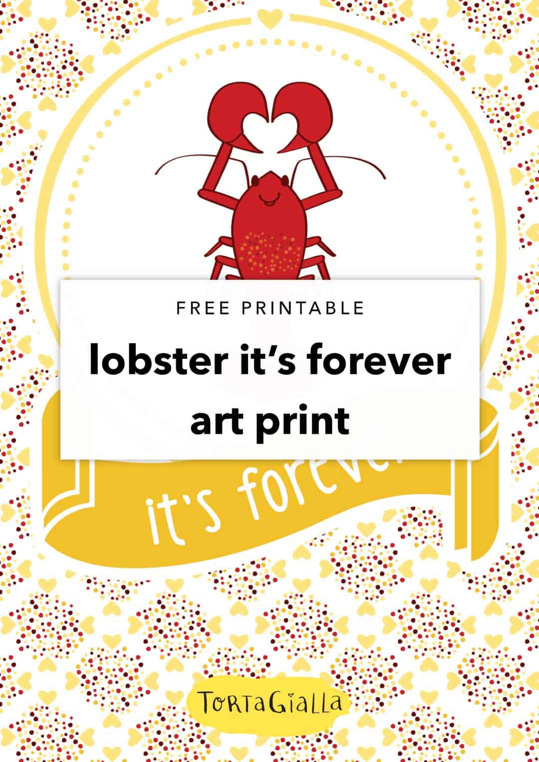 Free lobster art printable - it's forever love art print with lobster.