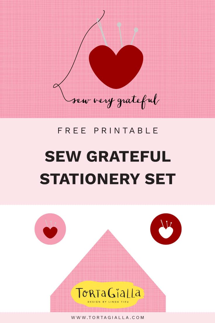 Download this free stationery printable - Sew Grateful Card and Envelope Liner - free stationery printable on tortagialla.com