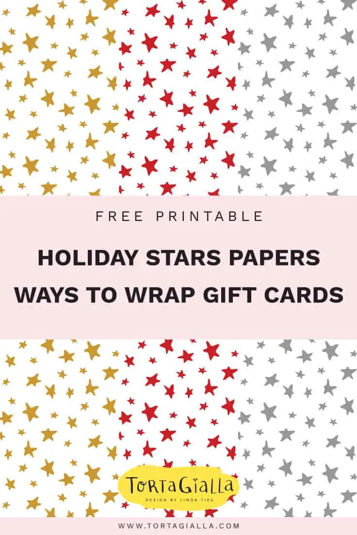 free printable holiday stars patterned paper + ways to wrap gift card // tortagialla.com