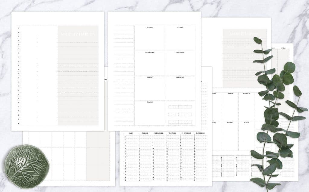 Blank Calendar Printables // Includes perpetual blank daily page, weekly page, monthly page and yearlong list // Printable download means you can print as many copies as you like and use ongoing // Monday start calendars