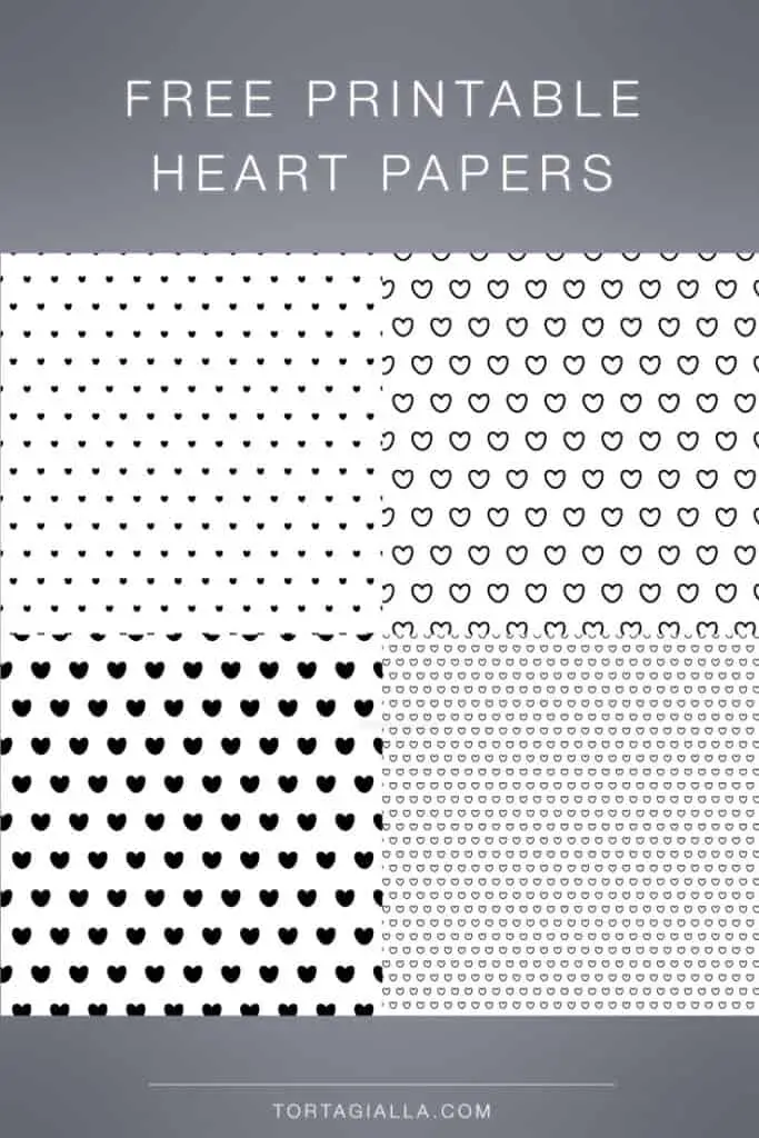 Free Printable Hearts B/W Paper Variations - tortagialla