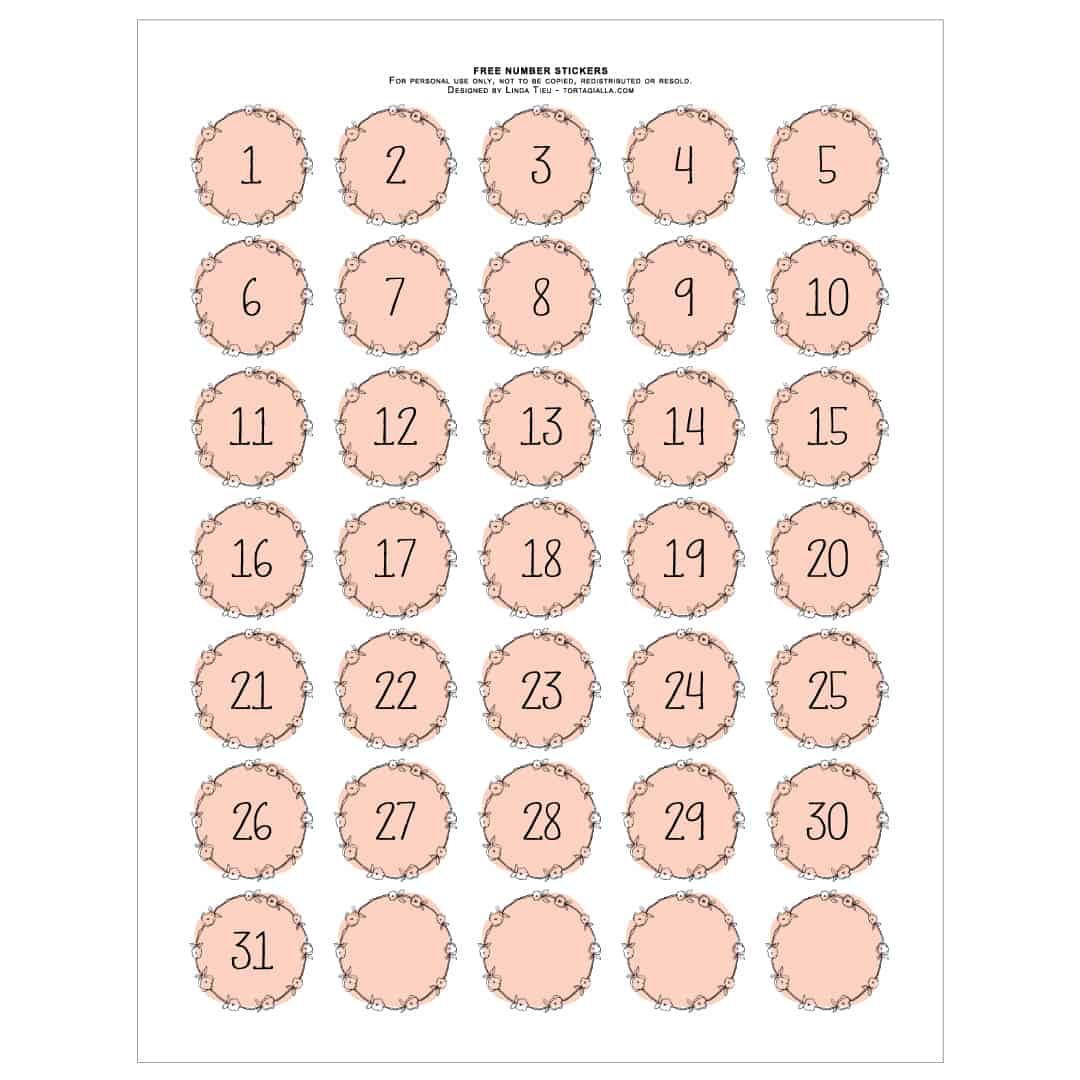 Free Printable Number Stickers Tortagialla