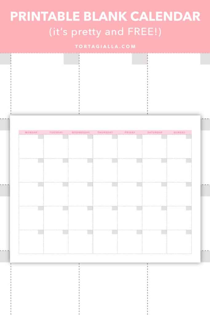 Printable Blank Calendar (it's pretty and FREE!) - tortagialla